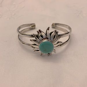 Turquoise Sunburst Silver Bracelet - Reposhed Item